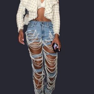 Stylish Blue Distressed Women Jeans